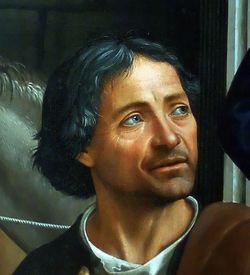 Autoritratto di Domenico Ghirlandaio, particolare dell' Adorazione dei Pastori, Santa Trinita, Firenze.