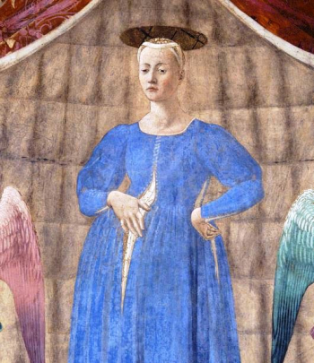 Piero della Francesca, Madonna del Parto, particolare Madonna del parto