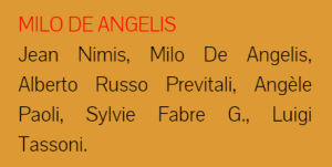 Dossier Milo De Angelis Milo Europe