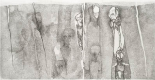6_Les-survivants-1983-triptyque-mine-de-plomb-sur-papier-103-x-198-cm
