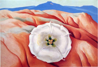 Red hills and white flower 