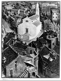 Nonza, Corse, 1934 Lithographie de M.C. Escher Lw247