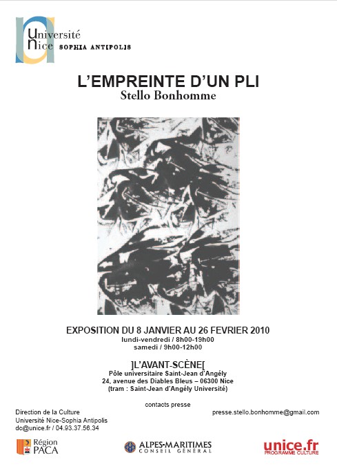 Stello Bonhomme | L’empreinte d&rsquo;un pli (Nice du 8 janvier au 26 février 2010)
