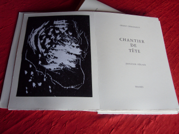 Cédric Demangeot, Chantier de tête, livre d'artiste, éditions Trames, 2020. 5 bois originaux de Jean-Paul Héraud tirés sur Chine. Chantier de tête